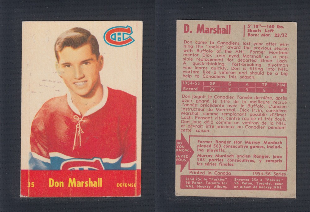 1955-56 PARKHURST HOCKEY CARD #35 D. MARSHALL photo