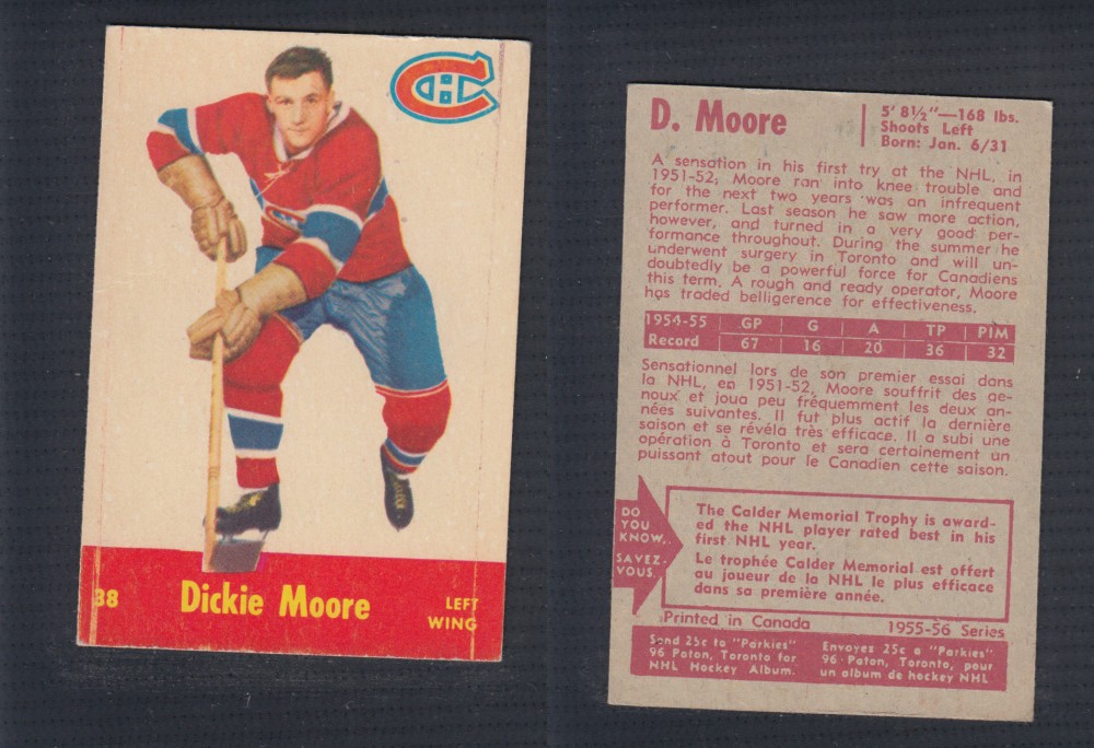 1955-56 PARKHURST HOCKEY CARD #38 D. MOORE photo