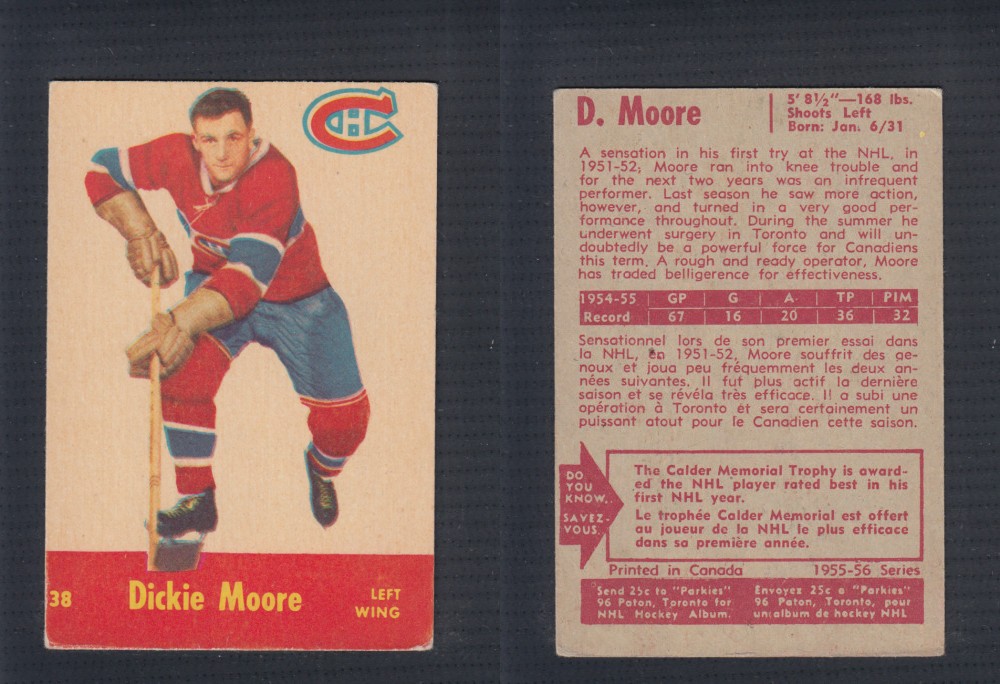 1955-56 PARKHURST HOCKEY CARD #38 D. MOORE photo