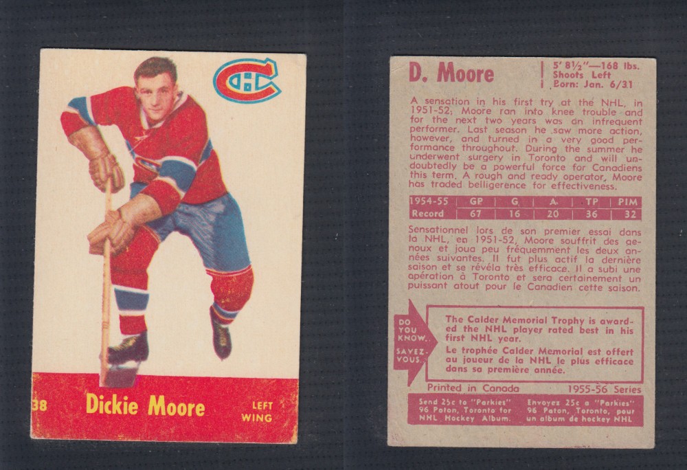 1955-56 PARKHURST HOCKEY CARD #38 D. MOORE photo