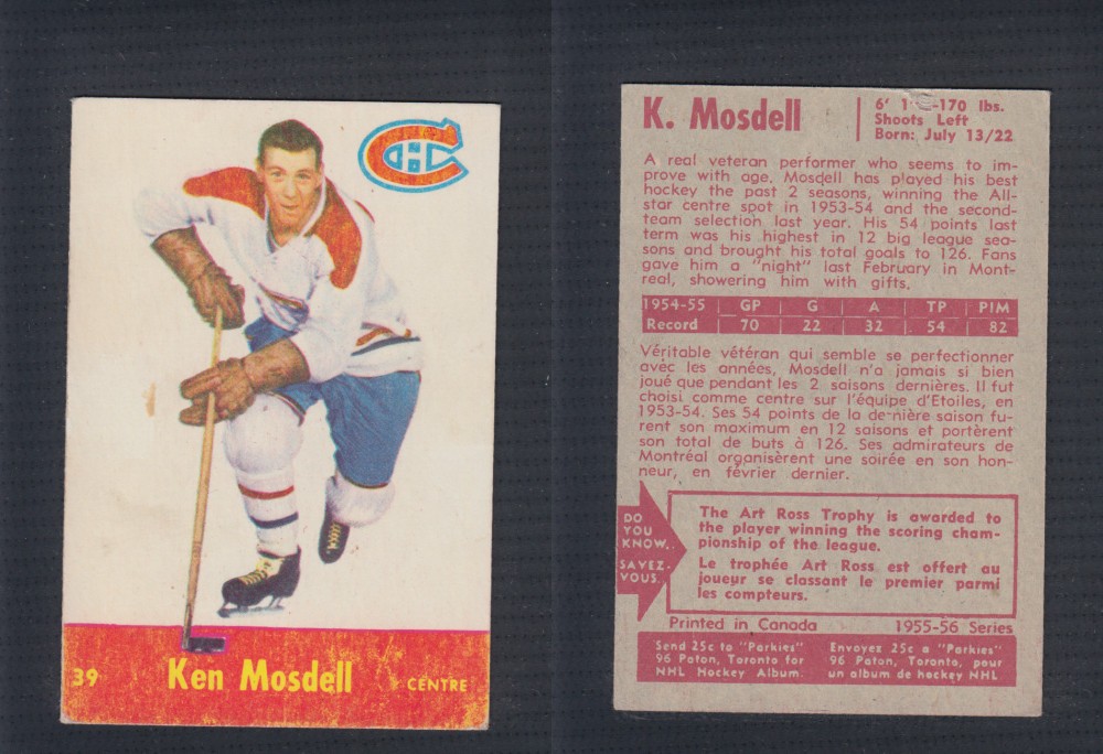 1955-56 PARKHURST HOCKEY CARD #39 K. MOSDELL photo