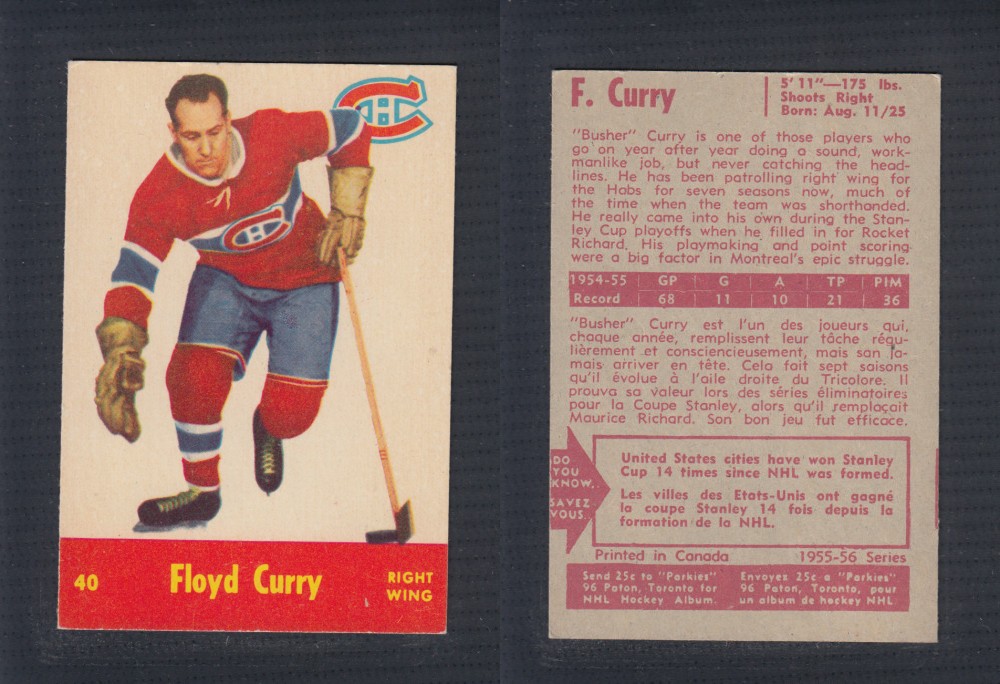 1955-56 PARKHURST HOCKEY CARD #40 F. CURRY photo