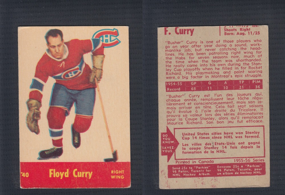 1955-56 PARKHURST HOCKEY CARD #40 F. CURRY photo