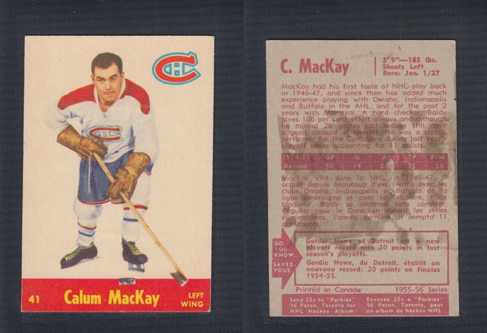 1955-56 PARKHURST HOCKEY CARD #41 C. MACKAY  photo