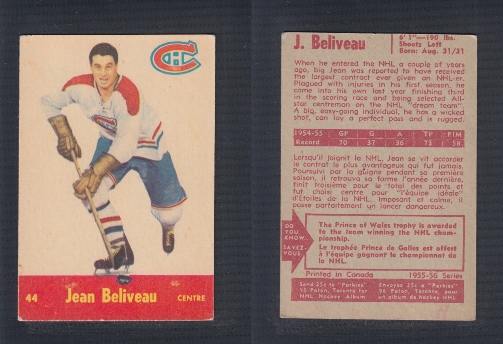 1955-56 PARKHURST HOCKEY CARD #44 J. BELIVEAU photo