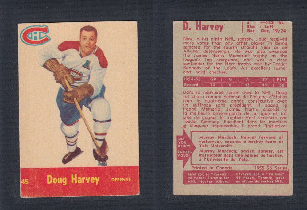 1955-56 PARKHURST HOCKEY CARD #45 D. HARVEY photo