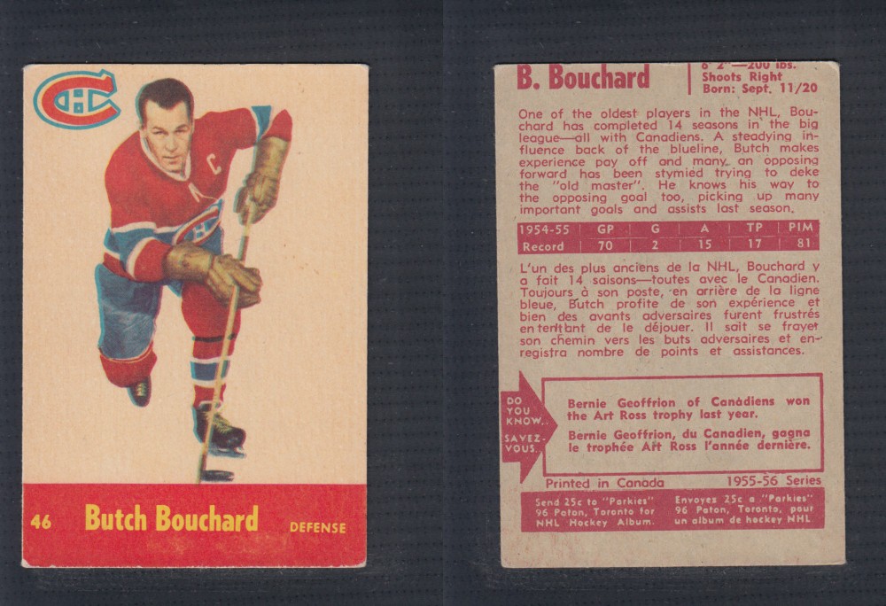 1955-56 PARKHURST HOCKEY CARD #46 B. BOUCHARD photo