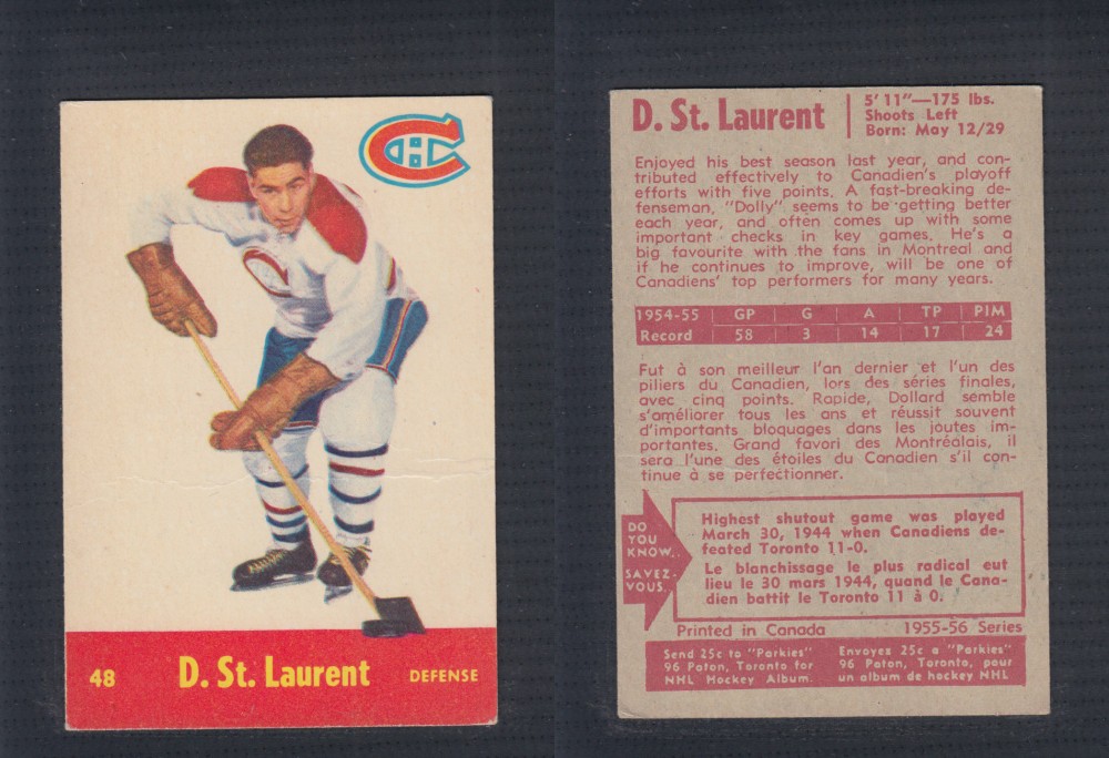 1955-56 PARKHURST HOCKEY CARD #48 D. ST-LAURENT photo