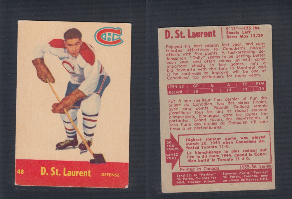 1955-56 PARKHURST HOCKEY CARD #48 D. ST-LAURENT photo