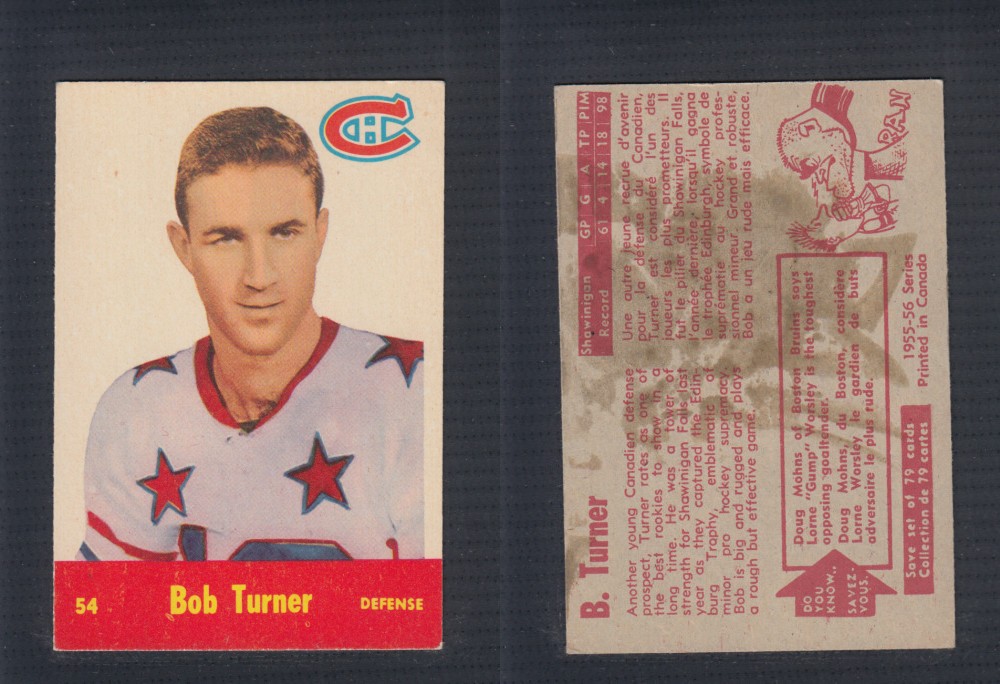 1955-56 PARKHURST HOCKEY CARD #54 B. TURNER photo