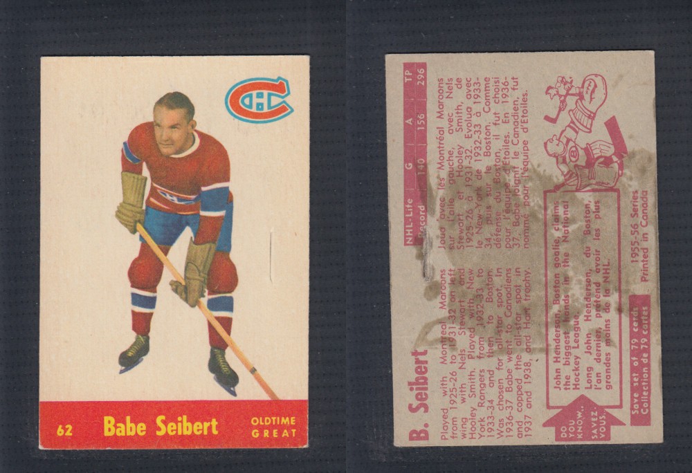 1955-56 PARKHURST HOCKEY CARD #62 B. SEIBERT photo