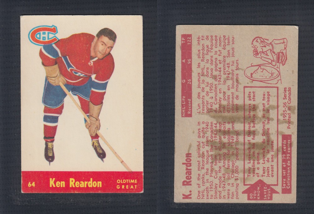 1955-56 PARKHURST HOCKEY CARD #64 K. REARDON photo