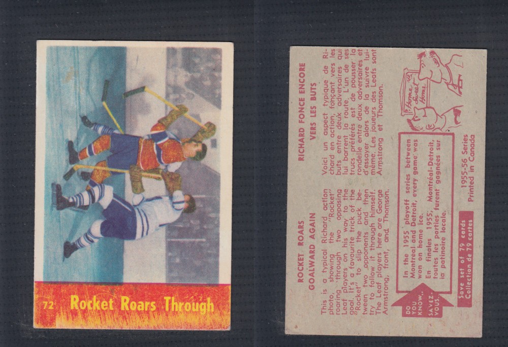 1955-56 PARKHURST HOCKEY CARD #72 ROCKET ROARS THROUGH photo