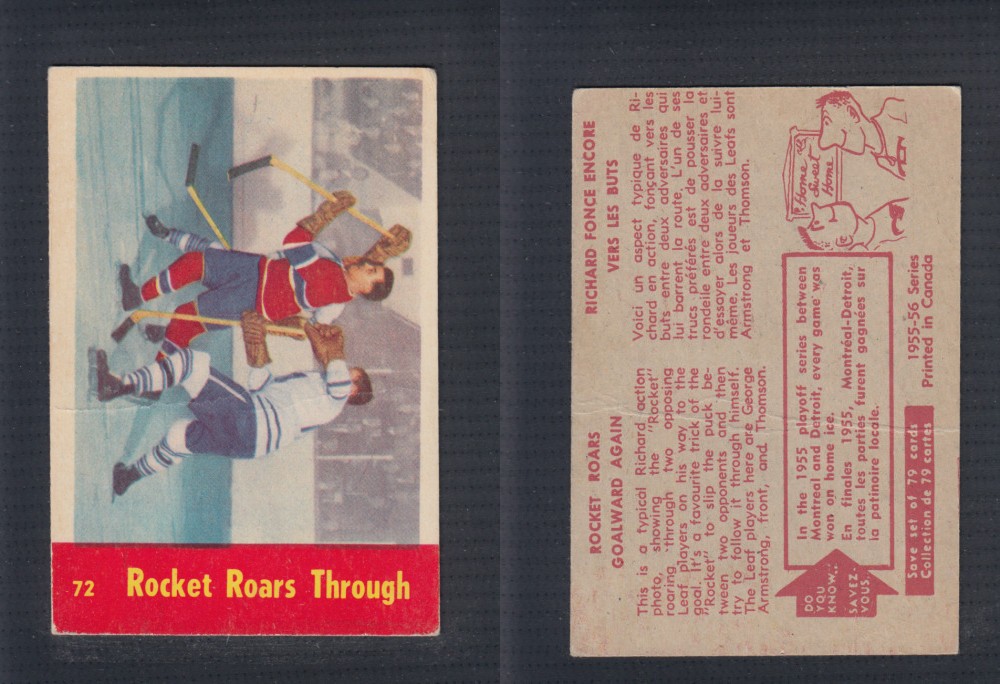 1955-56 PARKHURST HOCKEY CARD #72 ROCKET ROARS THROUGH photo