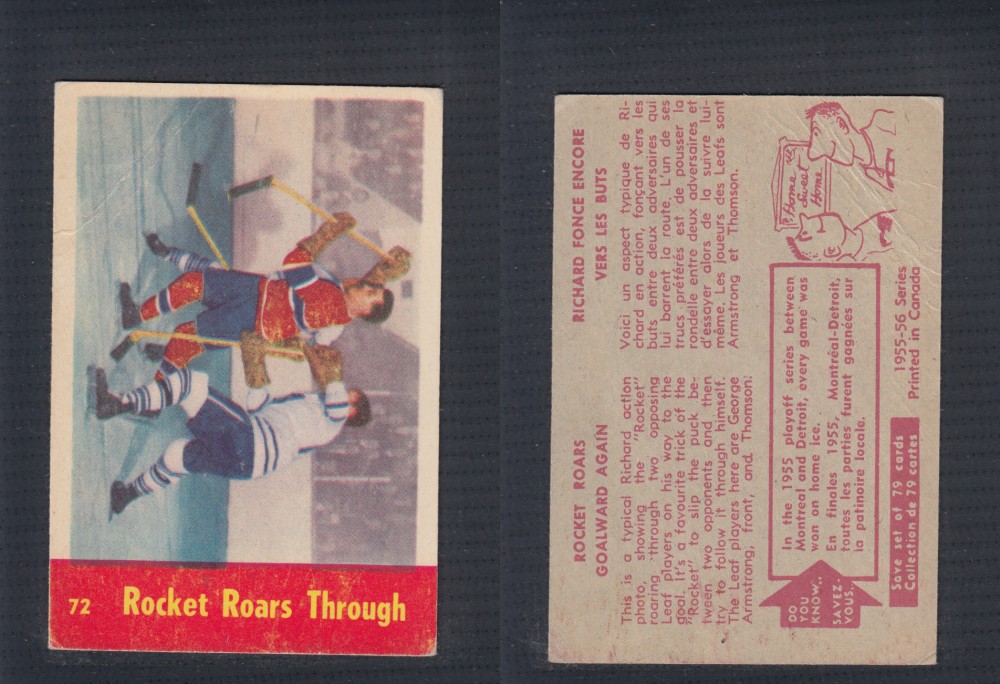 1955-56 PARKHURST HOCKEY CARD #72 ROCKET ROARS THROUGH photo