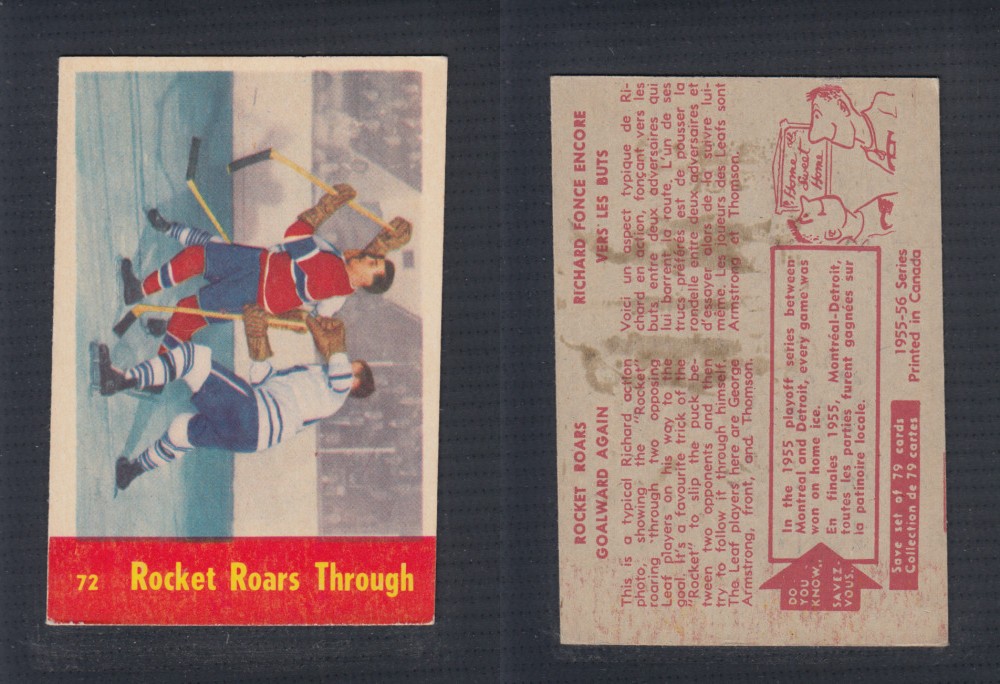 1955-56 PARKHURST HOCKEY CARD #72 ROCKET ROARS THROUGH photo