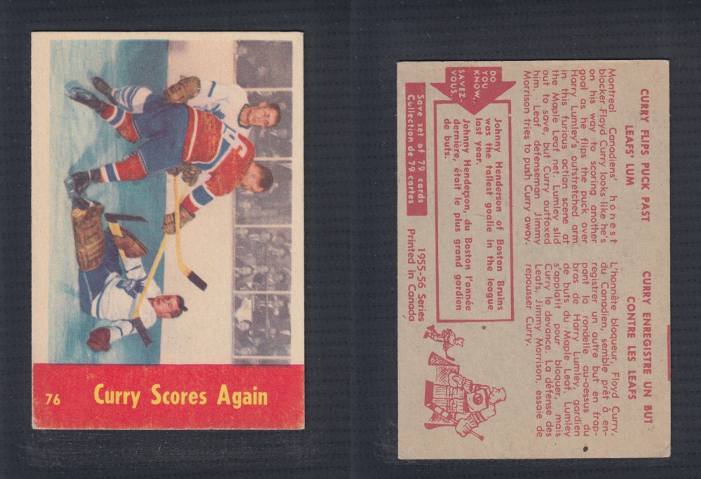 1955-56 PARKHURST HOCKEY CARD #76 CURRY SCORES AGAIN photo