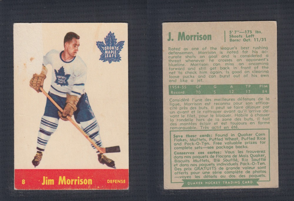 1955-56 QUAKER OATS HOCKEY CARD #8 J. MORRISON photo