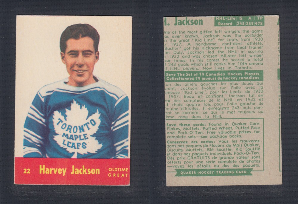 1955-56 QUAKER OATS HOCKEY CARD #22 H. JACKSON photo