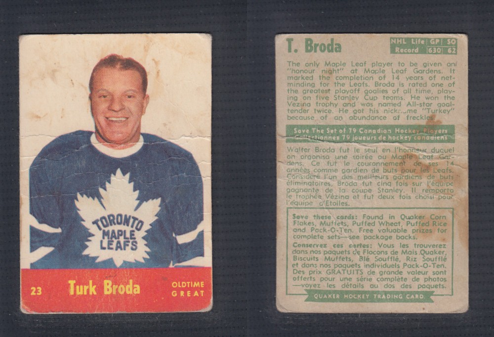 1955-56 QUAKER OATS HOCKEY CARD #23 T. BRODA photo