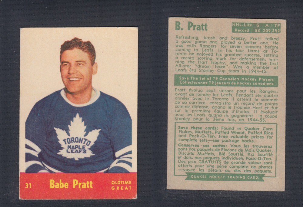 1955-56 QUAKER OATS HOCKEY CARD #31 B. PRATT photo