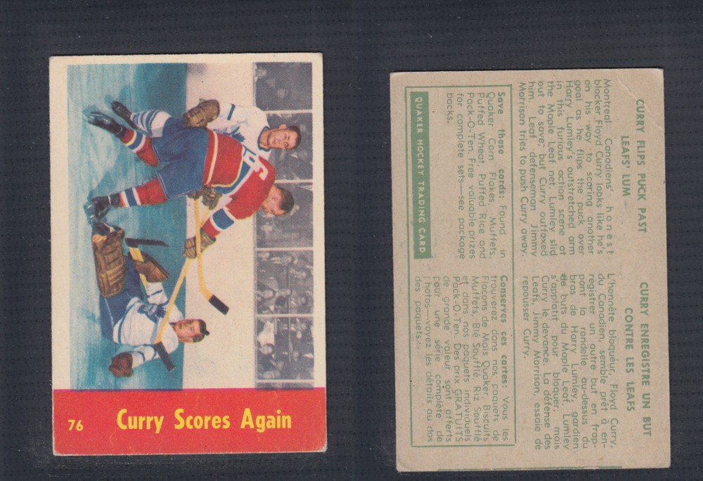 1955-56 QUAKER OATS HOCKEY CARD #76 CURRY SCORES AGAIN photo