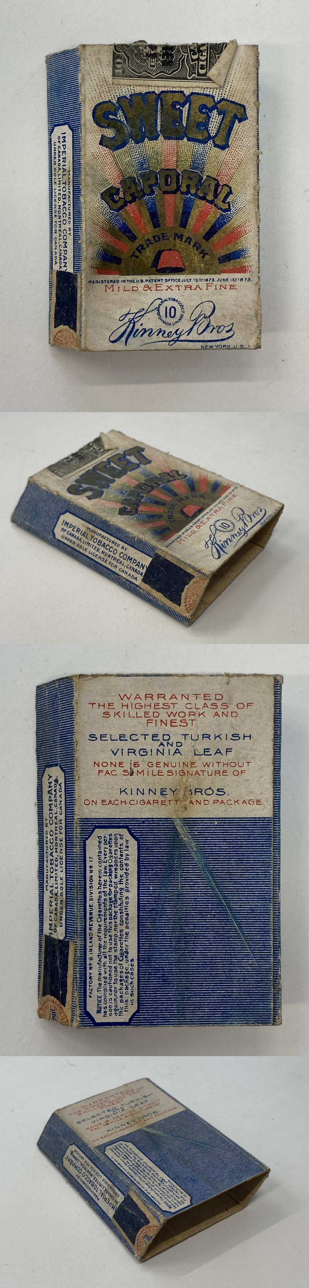 1910-11 IMPERIAL TOBACCO C56 SWEET CAPORAL CIGARETTE WITH BOX/WRAPPER photo 1910-11 IMPERIAL TOBACCO C56 SWEET CAPORAL CIGARETTE WITH BOX/WRAPPER photo