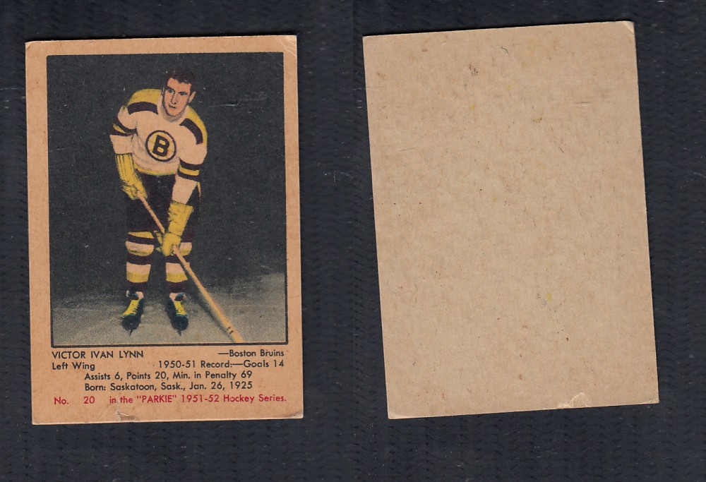 1951-52 PARKHURST HOCKEY CARD #20 V.I. LYNN photo