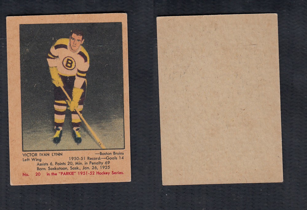 1951-52 PARKHURST HOCKEY CARD #20 V.I. LYNN photo