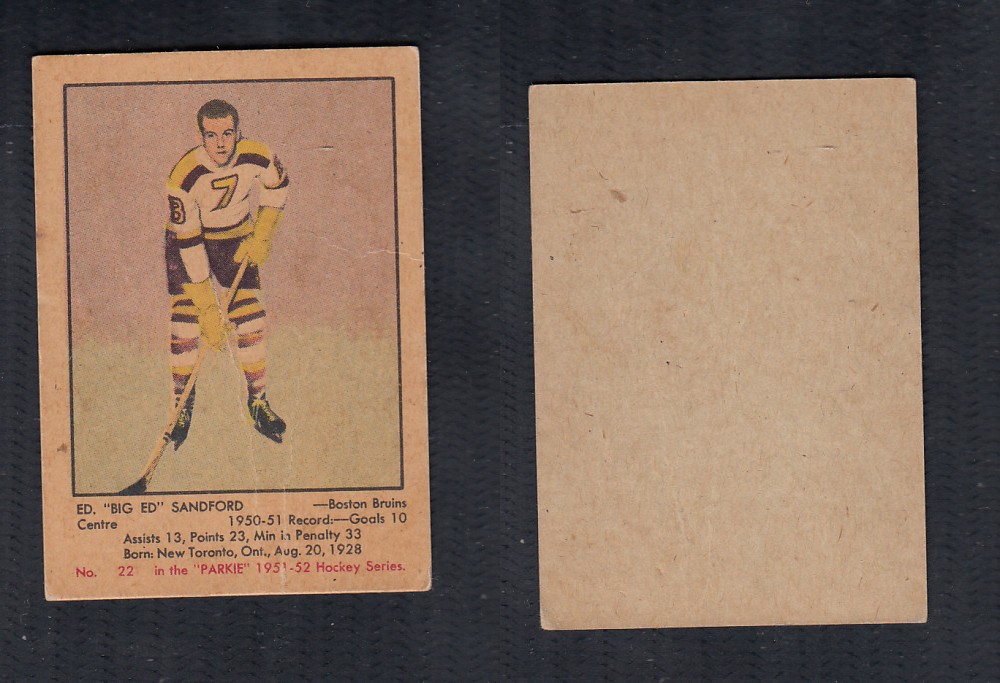 1951-52 PARKHURST HOCKEY CARD #22  E. SANDFORD photo