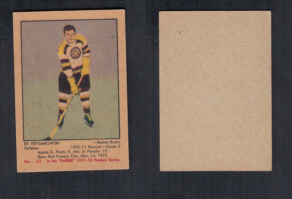 1951-52 PARKHURST HOCKEY CARD #33 E. KRYSANOWSKI photo