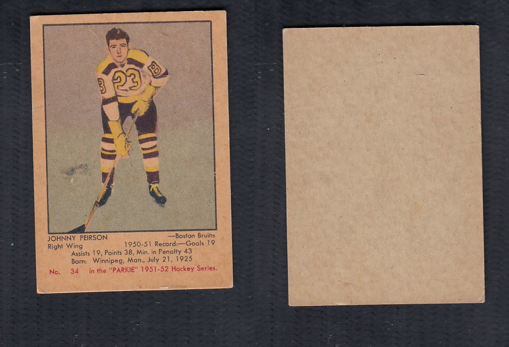 1951-52 PARKHURST HOCKEY CARD #34 J . PEIRSON photo