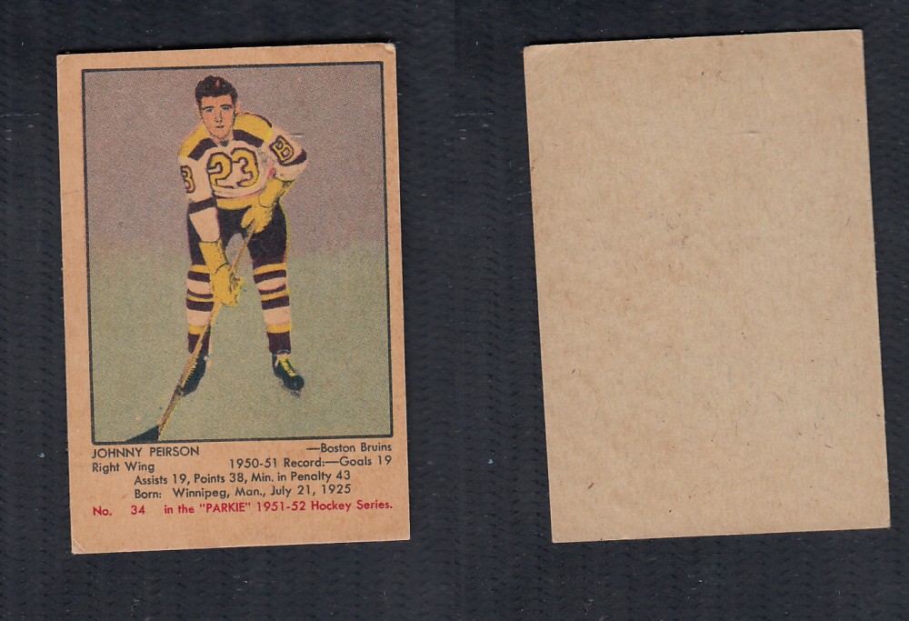 1951-52 PARKHURST HOCKEY CARD #34 J . PEIRSON photo