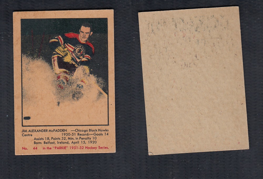 1951-52 PARKHURST HOCKEY CARD #44 J.A. MCFADDEN photo