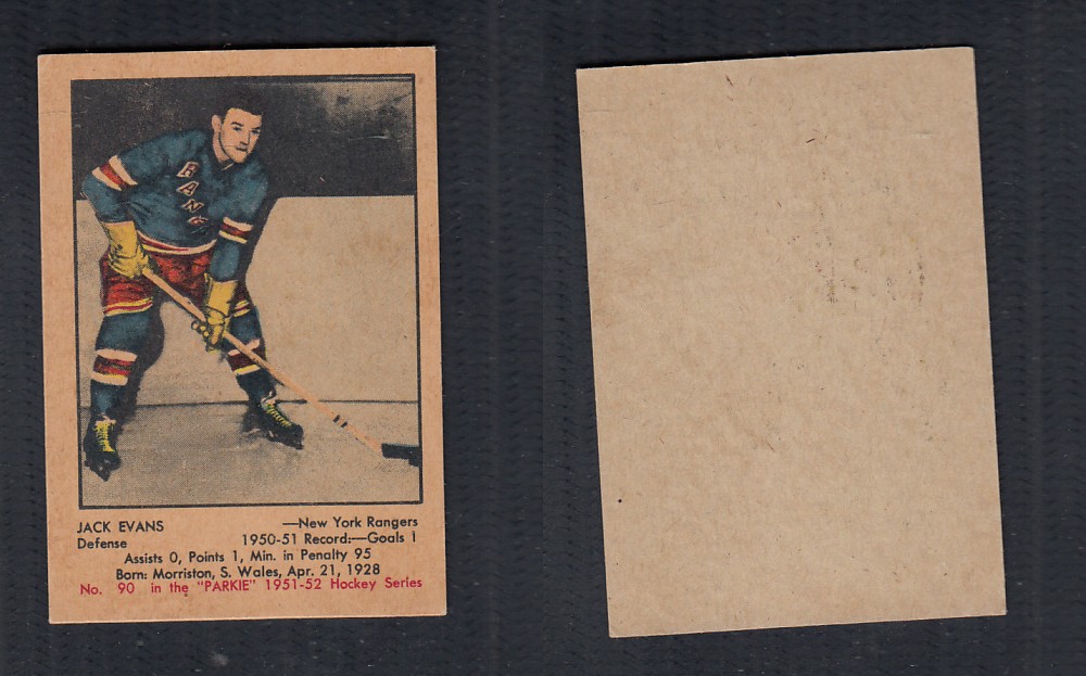 1951-52 PARKHURST HOCKEY CARD #90 J. EVANS photo