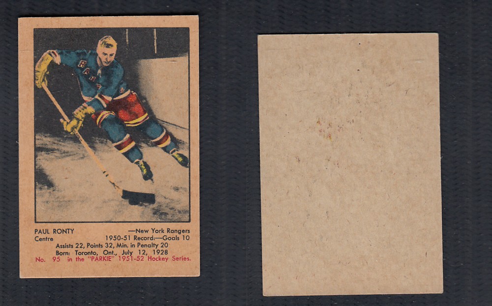 1951-52 PARKHURST HOCKEY CARD #95 P. RONTY photo