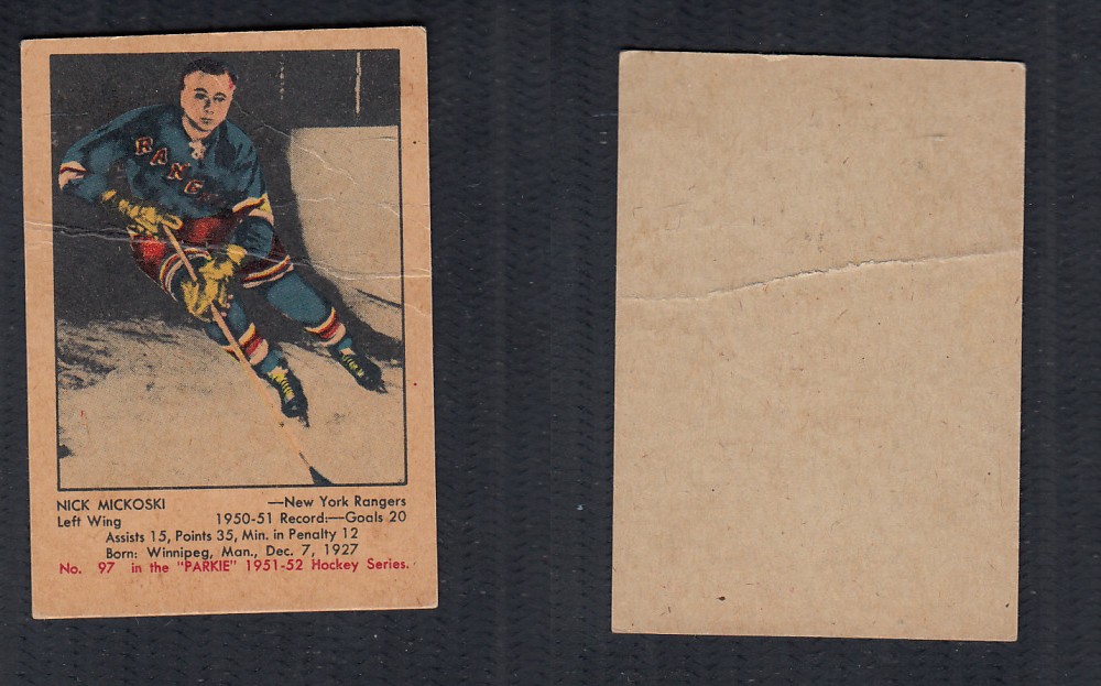 1951-52 PARKHURST HOCKEY CARD #97 N. MICKOSKI photo