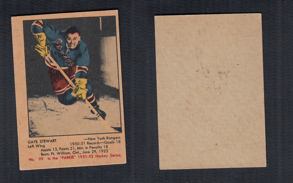 1951-52 PARKHURST HOCKEY CARD #99 G. STEWART photo