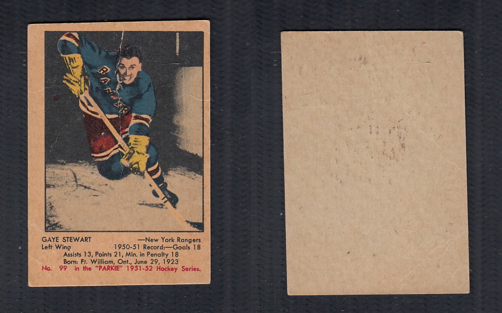 1951-52 PARKHURST HOCKEY CARD #99 G. STEWART photo