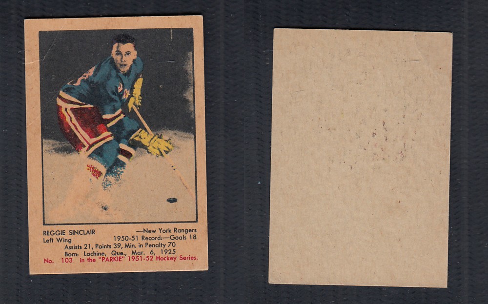 1951-52 PARKHURST HOCKEY CARD #103 R. SINCLAIR photo