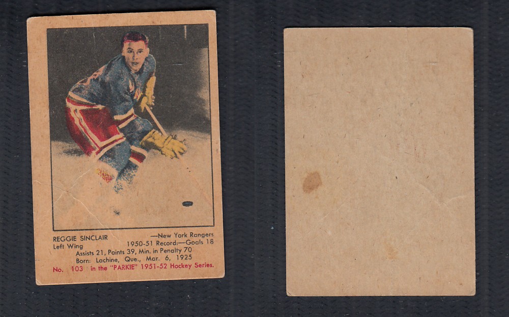 1951-52 PARKHURST HOCKEY CARD #103 R. SINCLAIR photo