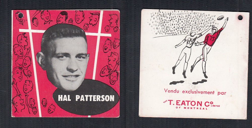 CFL 1950'S EATON FOOTBALL & HELMET H. PATTERSON AUTOGRAPHED TAG CARD photo CFL 1950'S EATON FOOTBALL & HELMET H. PATTERSON AUTOGRAPHED TAG CARD photo