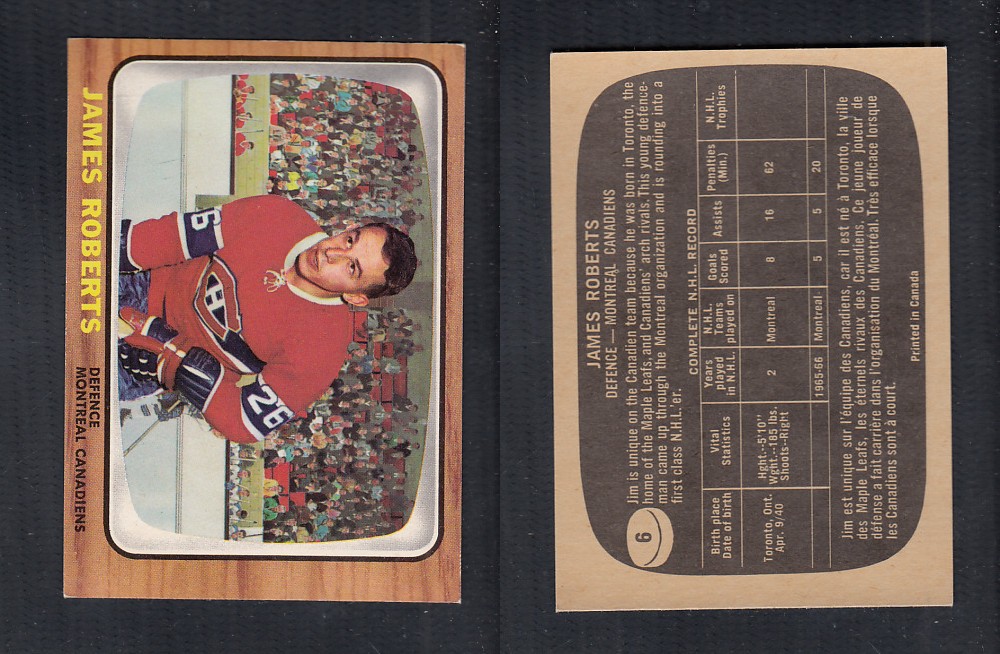 1966-67 TOPPS HOCKEY CARD #6 J. ROBERTS photo