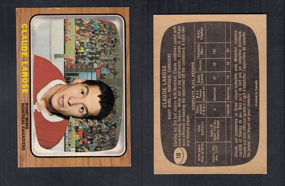 1966-67 TOPPS HOCKEY CARD #10 C. LAROSE photo