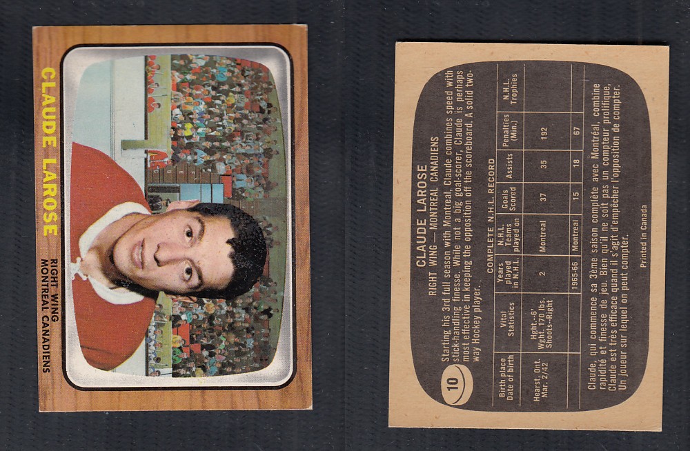 1966-67 TOPPS HOCKEY CARD #10 C. LAROSE photo