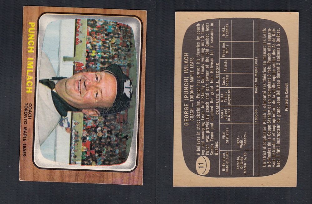 1966-67 TOPPS HOCKEY CARD #11 G. IMLACH photo