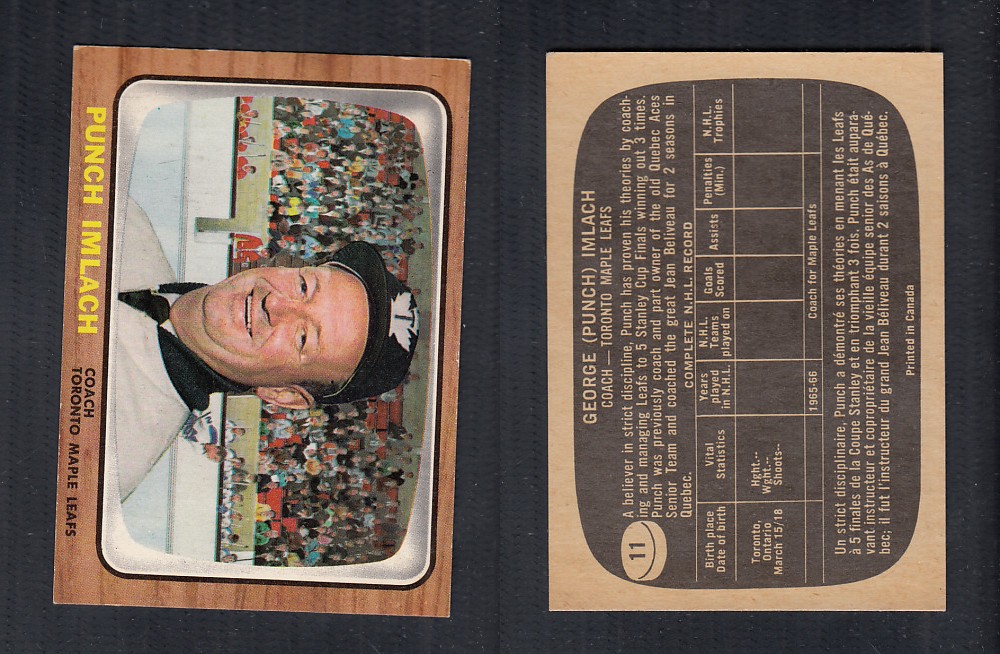 1966-67 TOPPS HOCKEY CARD #11 G. IMLACH photo