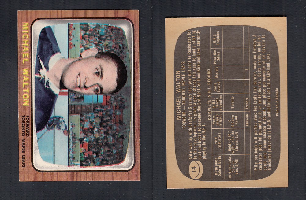 1966-67 TOPPS HOCKEY CARD #14 M. WALTON photo