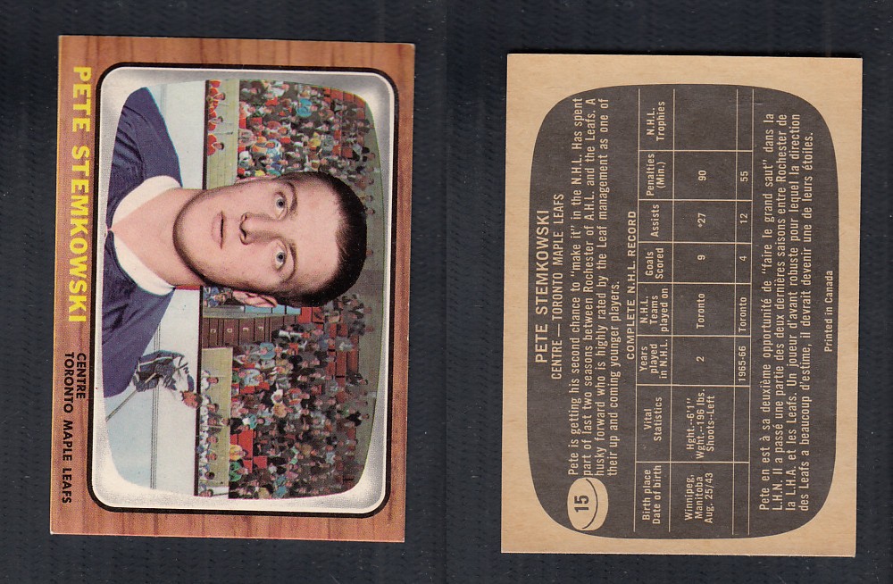 1966-67 TOPPS HOCKEY CARD #15 P. STEMKOWSKI photo