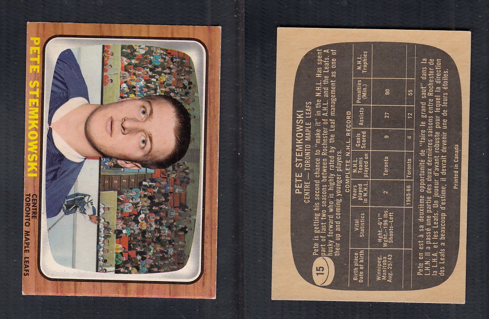 1966-67 TOPPS HOCKEY CARD #15 P. STEMKOWSKI photo